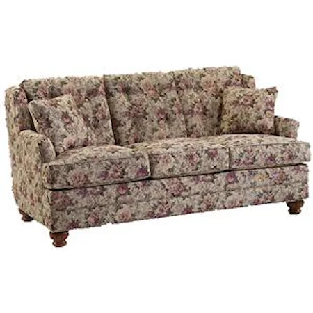 Traditional Full Length Sofa with Bun Feet